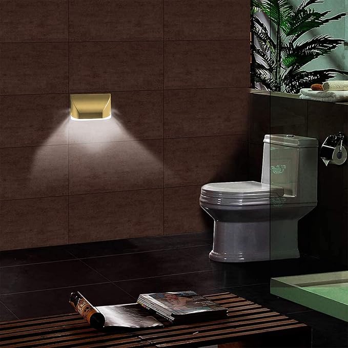 Key Light Door Light, Small Motion Sensor Light with 4 LED Bulbs, Battery Powered Night Lights for Hallway, Stairway, Kitchen, Closet, Bedroom (Gold)