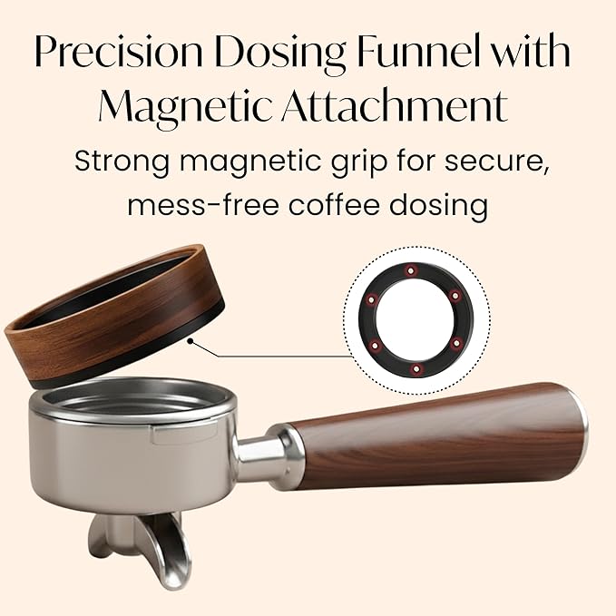Espresso Accessories Kit for 54mm Portafilter – Premium Matching Barista Tools Set with Durable Aluminum and Real Walnut Wood – Espresso Tamper, WDT Tool and Magnetic Dosing Funnel – Black & Walnut
