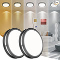 2 Pack 7.5 Inch Round Black Ceiling Light Fixture for Hallway Bedroom - 7.5” Black LED Flush Mount Ceiling Lamp Set of Two 2700K/3000K/3500K/4000K/5000K LED Kitchen Bathroom Light 12W