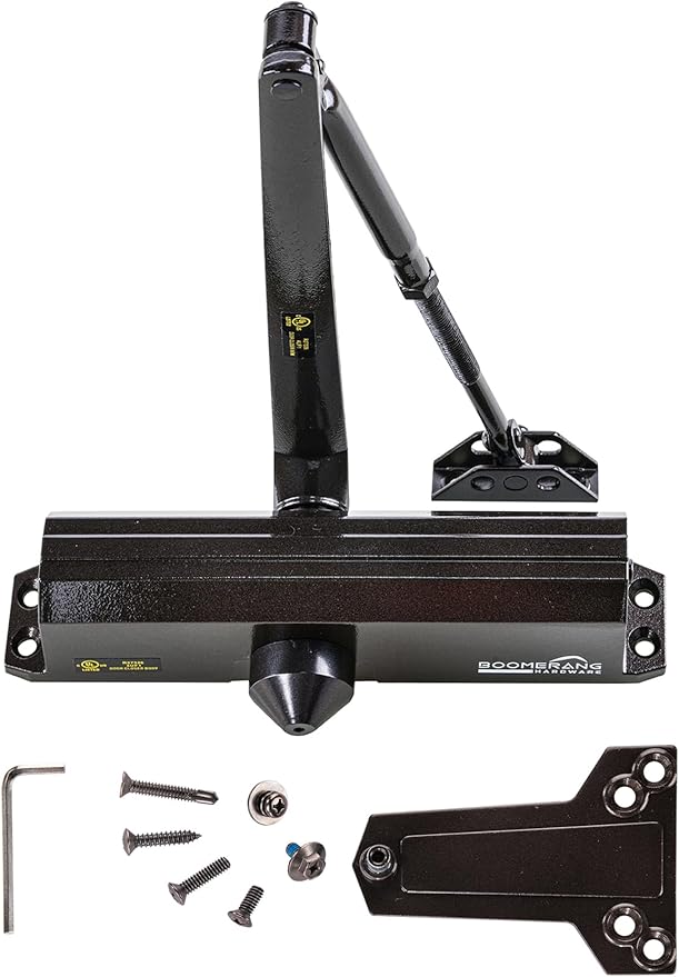 Boomerang Medium/Heavy Duty Automatic Commercial Door Closer - D4016 Surface Mounted, Grade 1- ADA & UL 3 Hour Fire Rated, Adjustable Size 1-6 for Entry & Aluminum Storefronts, Dark Bronze (US10B)