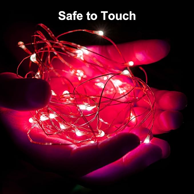 ZGWJ Fairy Lights Battery Operated, 8 Pack Twinkle String Lights 20 LED 7FT 3 Lighting Modes for Bedroom Decor, Easter, Halloween, Christmas, Party Indoor and Outdoor Decoration Red