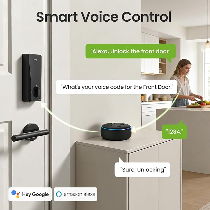 GHome Smart WiFi Deadbolt Locks for Front Door, 5-in-1 Fingerprint Keyless Entry Door Lock, Indoor Smart Lock for Home Hotel with 10000mAh Battery,Work with Alexa & Hey Google, App Control, Auto Lock