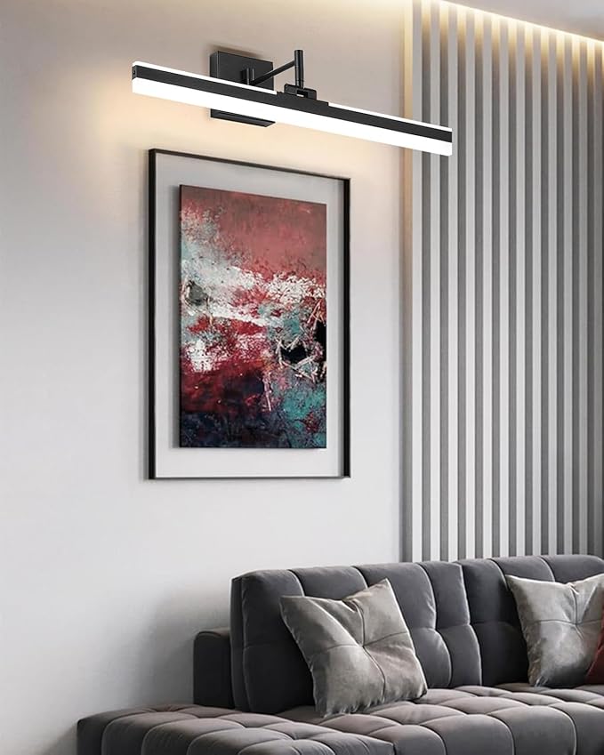 Modern Black Vanity Light Adjustable LED Bathroom Light Fixture Over Mirror Rotatable Vanity Lighting (Black, 23.6IN 4000K Dimmable)