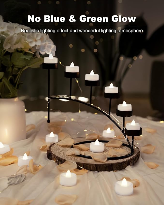 BEICHI Flameless Candles, 24Pack Battery Operated Candle, LED Tea Lights Candles Battery Operated, Flickering Fake Votives for Wedding Halloween Christmas Diwali- Pure White Light