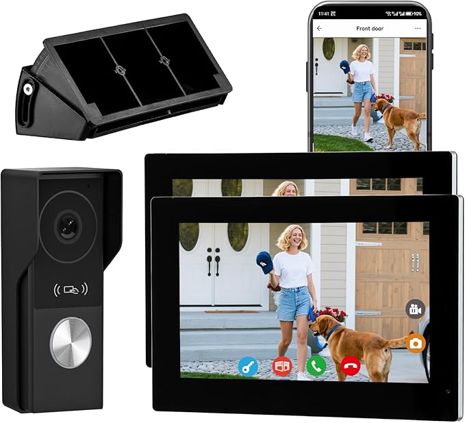 1080p Video Doorbell intercom withMonitor System, WiFi Video Intercom 1080FHD Metal Camera, 7 inch Two Monitor with32GB Card, Tuya APP, Two-Way Audio,Detection, Unlock for Single-Family Home