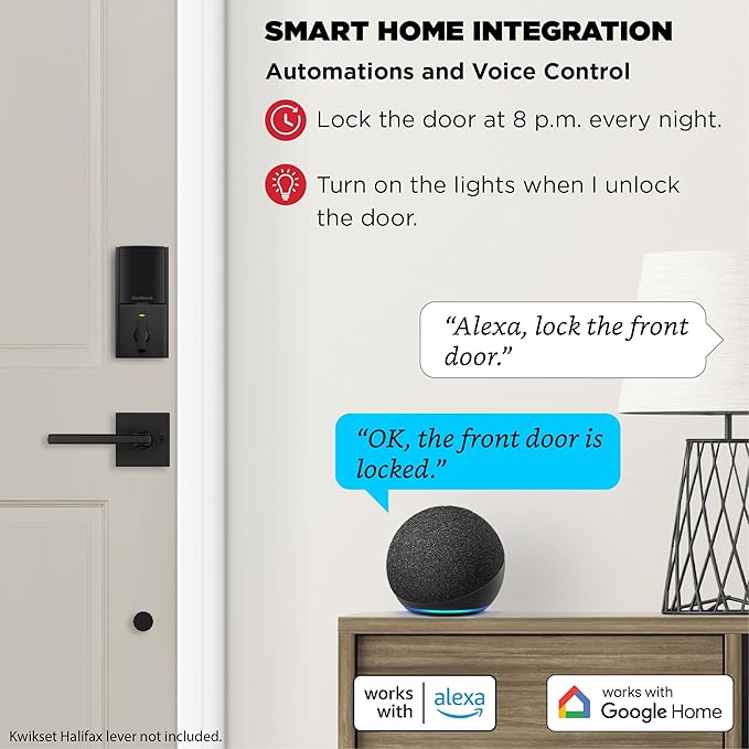 Kwikset Halo Touch Fingerprint Wi-Fi Smart Lock, Keyless Entry Door Deadbolt, Geofence Auto-Unlock, Grade AAA Certified, No Hub Required Easy Install, Matte Black Lifetime Finish Warranty