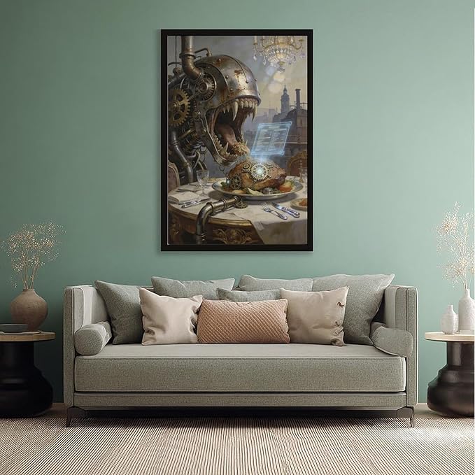 Framed Steampunk Fantasy Wall Art for Living Room And Dining Room Vintage Industrial Decor 20x30in