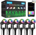 Ligency Smart Landscape Lights, Low Voltage Outdoor Spot Lights IP65 Waterproof Spotlights Compatible with APP/Voice/Alexa Control, RGBW Color Changing Spotlight for Yard Garden Patio Lawn, 6 Pack