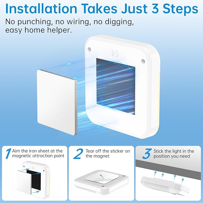 Night Light for Kids,LED Rechargeable,Cabinet Lights Closet Lights,Indoor Motion Sensor Night Lights,Magnetic Hallway Light for Baby Bedroom Kitchen Stairs 6 Pack (Warm and White Light)