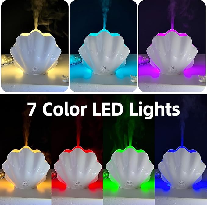 Essential Oil Diffuser 260ML, Shell Aroma Diffuser with Remote Control Humidifier with 7 Colors LED Night Light for Bedroom Home Relaxation (Green)