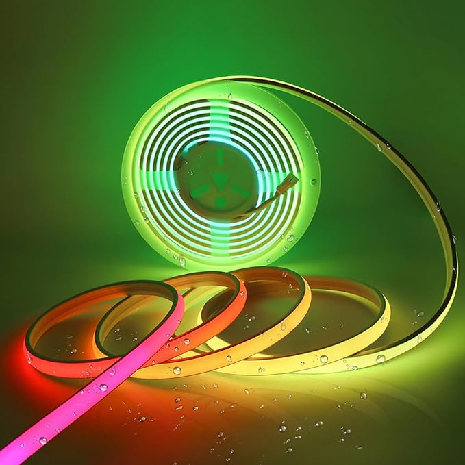 Addressable COB LED Strip, IP68 Waterproof 24V 3.28ft WS2811 RGB-IC Dream Rainbow Color White PCB LED Tape 720LEDs/m with Silicone Tube for Outdoor Decor Lighting (Without Controller and Power Supply)