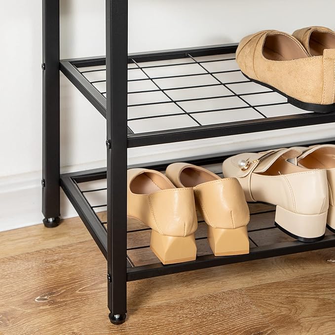 HOOBRO Hall Tree with Bench, Coat Rack Shoe Bench Set, Entryway Shoe Rack with Coat Hooks, Hall Tree Coat Rack, 27.6" L x 11.8" W x 18.1" H, Mud Room, for Foyer, Front Door, Greige BG07MT01
