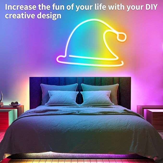 32.8ft LED Neon Lights with Remote and APP Control, IP65 Waterproof Flexible Neon Strip Lights 24V RGB LED Rope Lights for Bedroom,Living Room,DIY Decoration（with Snap &Screws）