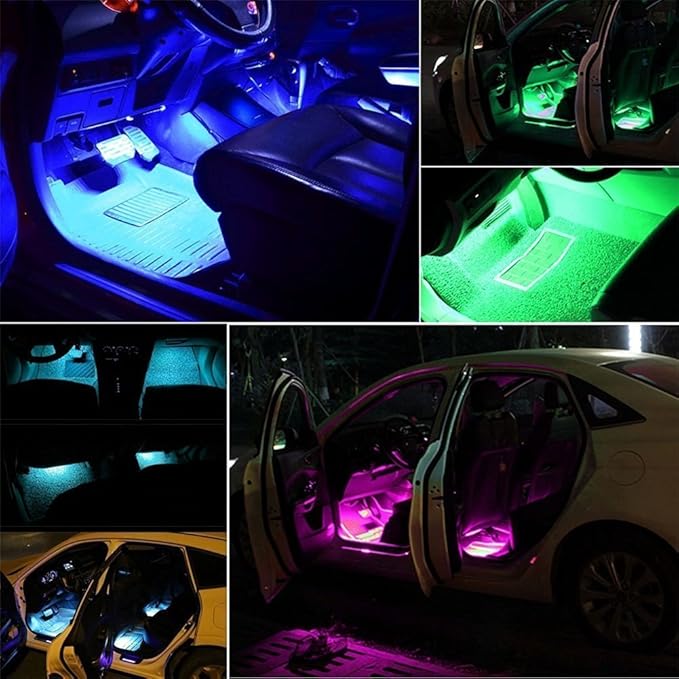 Car LED Strip Light, Uniwit 4 Pcs Multicolor Music Car Interior Atmosphere Lights for Car TV Home with Sound Active Function,Remote Control and Smart USB Port (48 LED-USB Port)