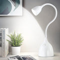 Desk Lamp for College Dorm Room - LED Reading Light - Small Adjustable Flexible Gooseneck Table Lamp - Eye-Caring Desk Lamp for Home Office Study Lamp, White