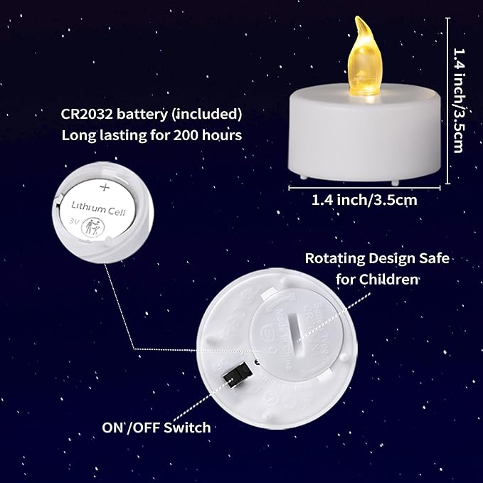 100PCS Flameless LED Tea Lights Candles, Realistic and Bright Flickering Long Lasting 200Hours Battery-Powered, Ideal Party, Wedding, Birthday,Halloween, Christmas ,Home, Table Decoration WarmYellow.
