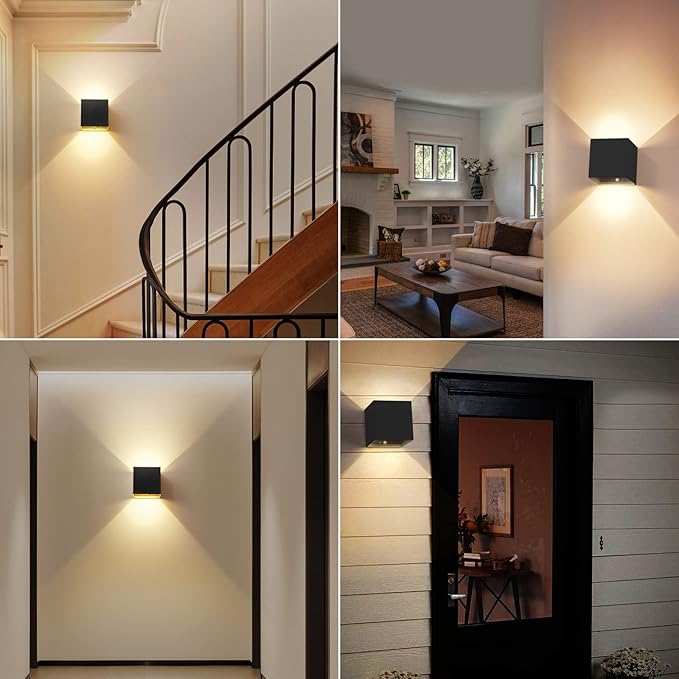 Battery Operated Wall Sconce Set of 2, Motion Sensor Light Indoor, 6000mAh Wall Lights Rechargeable, Cordless LED Energy Saving Night Light for Hallway Stairway Porch, Black