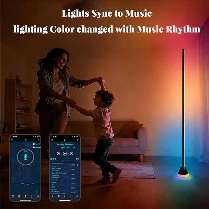 Smart RGB Corner Floor lamp LED Floor lamp Color Floor Lamp with App & Remote Control, 16 Million Colors, Music Sync & Timer Setting for Bedroom & Gaming Room (1 Pack)