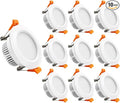 YGS-Tech 3.5 Inch LED Recessed Lighting, Dimmable Downlight 7W(55W Halogen Equivalent), CRI80, 3000K Warm White, Ceiling Light with LED Driver(10 Pack)