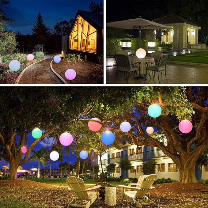 Borelor LED Ball Light, 4.7-Inch Rechargeable Mood Lights Multicolor Changing IP65 Waterproof Indoor/Outdoor Light for Home/Party/Pool/Wedding/Lawn Decoration