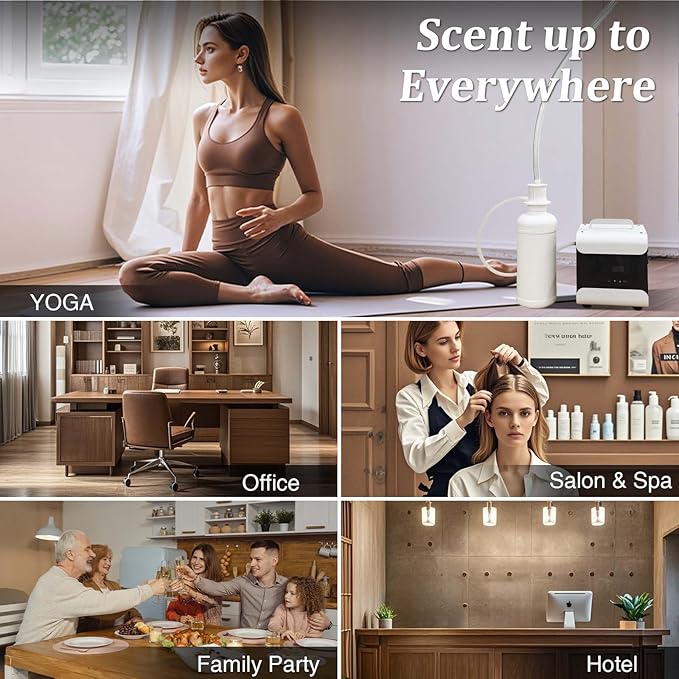 Whole House HVAC Scent Diffuser - 5000 Sq Ft Coverage, Wi-Fi & Bluetooth App Control, 1000ML Hotel Collection, Waterless Cold Air Diffuser for Large Rooms & Commercial Use, Metal Design
