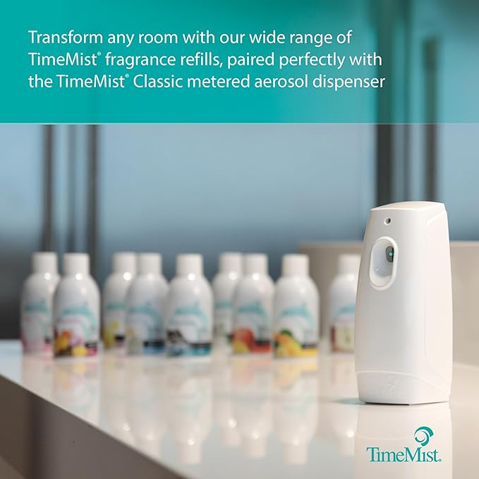 TimeMist Classic Metered Aerosol Air Freshener Fragrance Dispenser - (Case of 6) 1047717 - Great for Odor Control in Kitchen, Bathroom, Locker Room, Breakroom and Washroom
