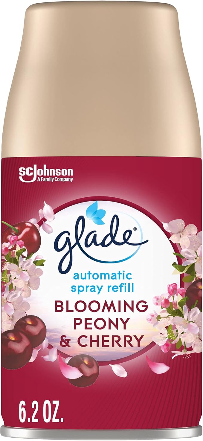 Glade Automatic Spray Refill, Air Freshener for Home and Bathroom, Blooming Peony & Cherry, 6.2 Oz