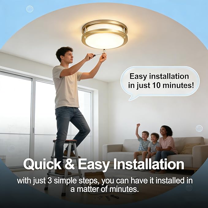 Drosbey 42W Dimmable LED Ceiling Light Fixture, Kitchen Light Fixtures, Flush Mount Ceiling Lights for Bedroom, Bathroom, 3000K/4000K/5000K Selectable, Super Bright 42000LM, UL Listed