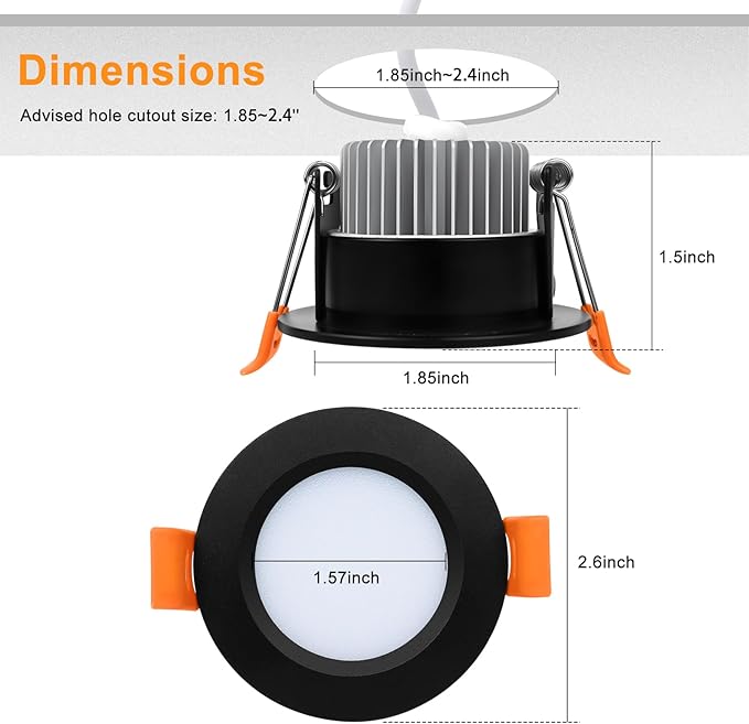 YGS-Tech 2 Inch LED Recessed Lighting, Dimmable Downlight 3W(35W Halogen Equivalent), CRI80, 5000K Daylight White Ceiling Light with LED Driver (16 Pack)