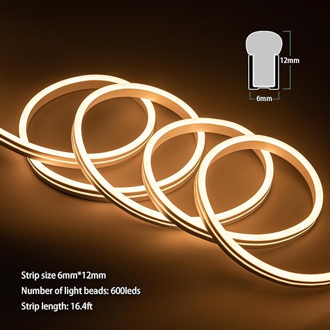 Vanity Lights for Mirror, Hollywood Style Makeup Lights with Dimmer and Power Supply, Waterproof, 16.ft/5M 600 Warm White LEDs Makeup Vanity for Bathroom (Mirror Not Included)