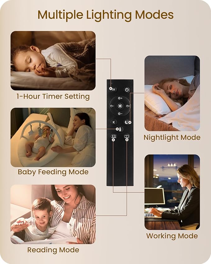 Modern Dimmable Floor Lamp for Living Room, Corner Tall Lamp with Fabric Shade, LED Bulb Included, Arched Reading Light with Remote Control and Foot Pedal, Beige and Gold DE11LD05