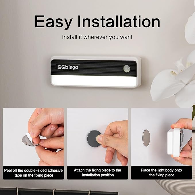 Motion Sensor Night Lights, 1800mAh Rechargeable Motion Activated Night Light, 6000K Battery Operated LED Sensor Light Indoor for Stair, Bedroom, Stairway, Hallway, Kitchen, Cabinet, Closet