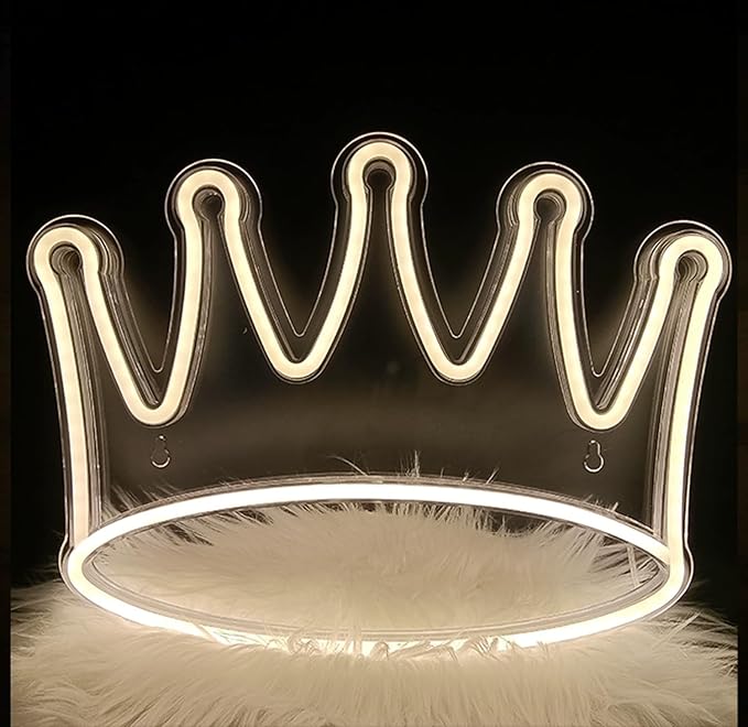 Crown Neon Sign Yellow LED Crown-Shaped Neon Sign for Room Decor, Dimmable Light Birthday Party Wedding Gifts for Girls Accessories Decorations Aesthetic, Birthday Wall Decor Gift