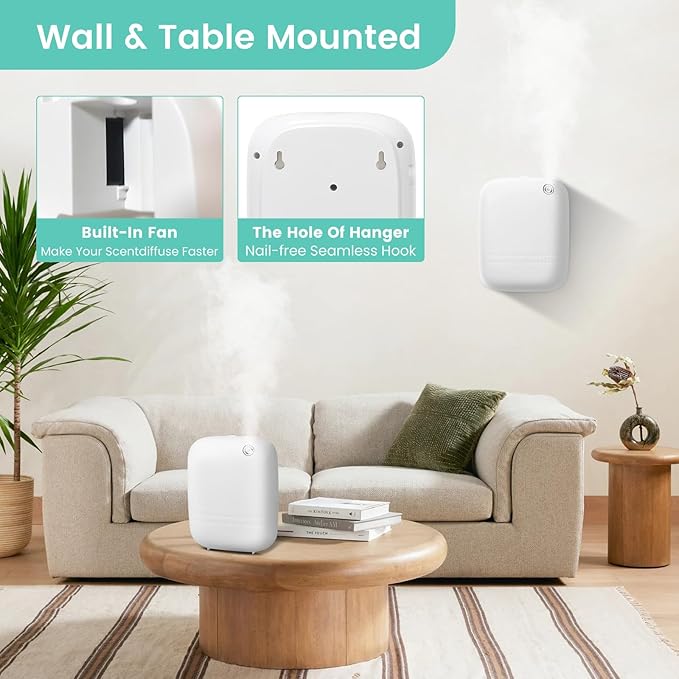 2026 Upgraded 2000 Sq.Ft Coverage HVAC Waterless Essential Oil Diffuser with Bluetooth Control, 400ML Smart Scent Air Machine for Home, Hotel, Whole House, Cold Air Tech (No Oils) White