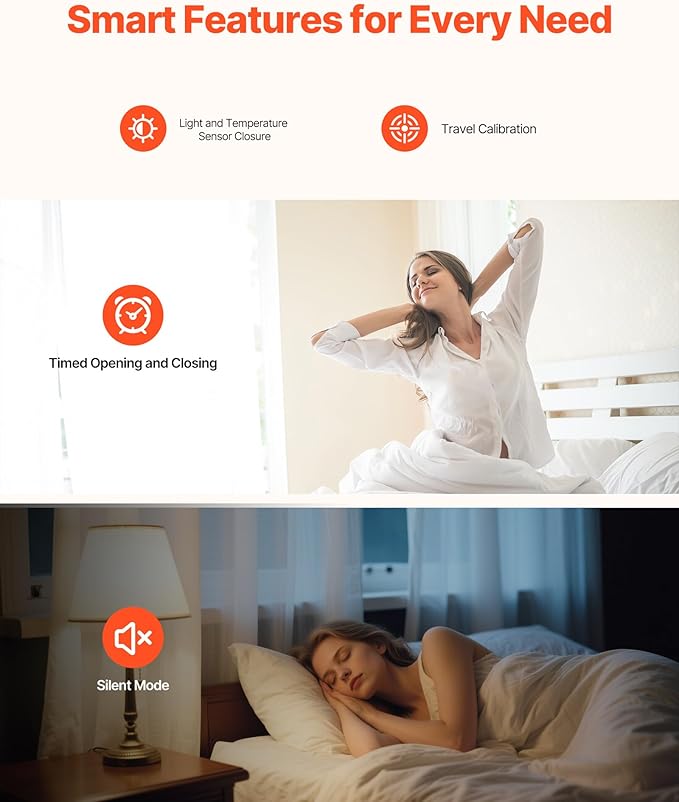 VEVOR Automatic Curtain Opener, APP and Remote Control, Hub Included, Electric Smart Curtain Opener Compatible with Alexa and Google Home, Timed Opening and Closing, for U-shaped/I-shaped Rails