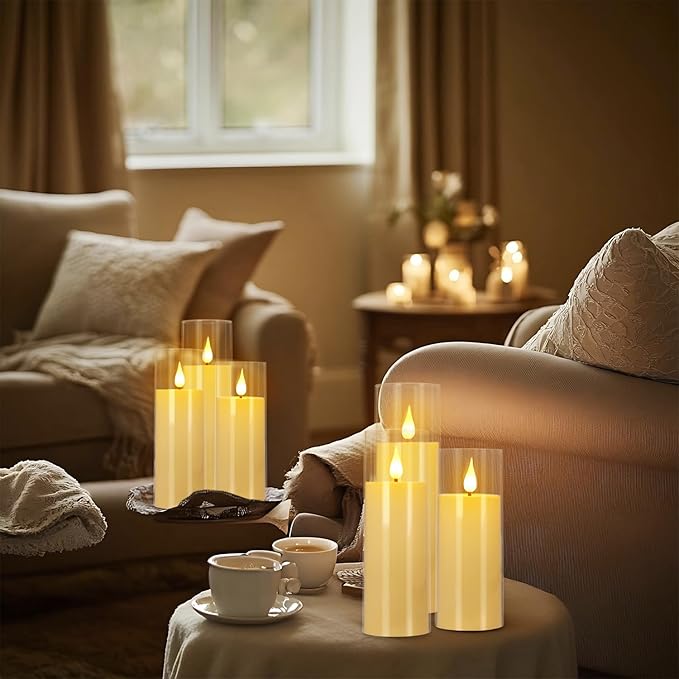 24-Pack LED Flameless Candles(14/16/18cm) with 4 Timers Remote - 3D Flickering Flame, Clear, Perfect Decor for Home & Events.