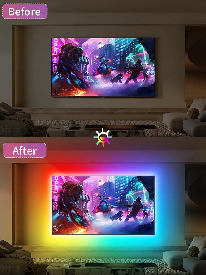 TV LED Lights, 18.0ft LED Lights for 40-75 Inch TV Behind Lighting, RGB Color Changing TV Backlight with APP & Remote Control, Music Sync USB LED Strip Light for Bedroom Gaming Room Decor