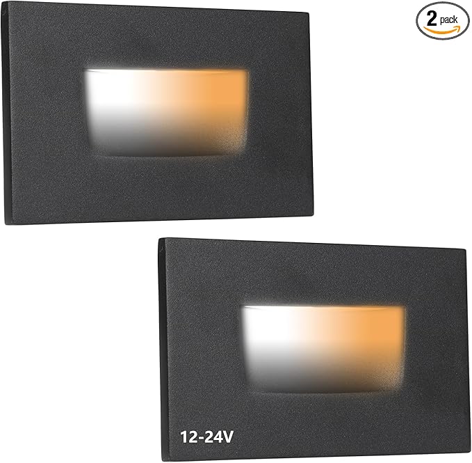Low Voltage Step Lights Outdoor Indoor 12V-24V 3CCT 3000K/4000K/5000K CRI90+, 3W 150LM LED Stair Light Fixture, IP65 Stairway Lights Indoor Outdoor Wet Location