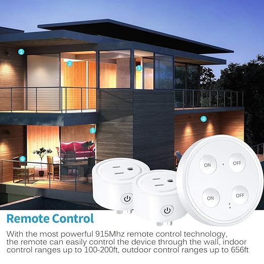 LoraTap Mini Remote Control Outlet Plug: 656ft Range — Wireless Light Switch for Household Appliances — No Wiring — 1 Remote for 2 Outlets