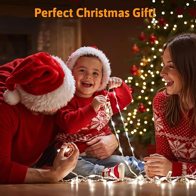 Led Fairy Lights Battery Operated, 33ft 100 LED Outdoor String Lights, Mini Battery Powered Copper Wire Starry Fairy Lights for Bedroom, Christmas, Parties, Wedding, Centerpiece (White)