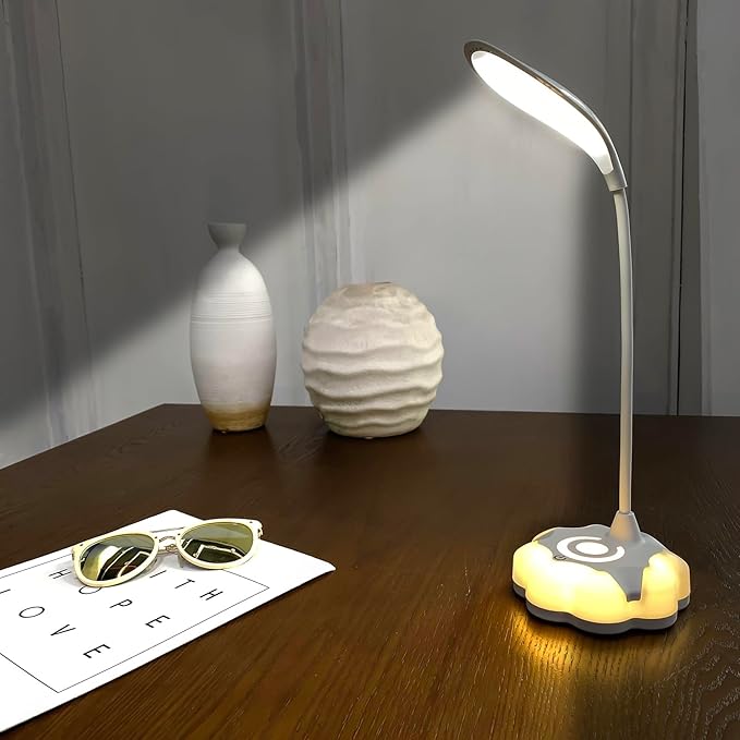 LED Desk Lamp for Bedroom, Eye Protection Table Light with Adjustable Brightness and Flexible Goose Neck Tube, Touch Control Table Lamps for Home Office Study Room (2)