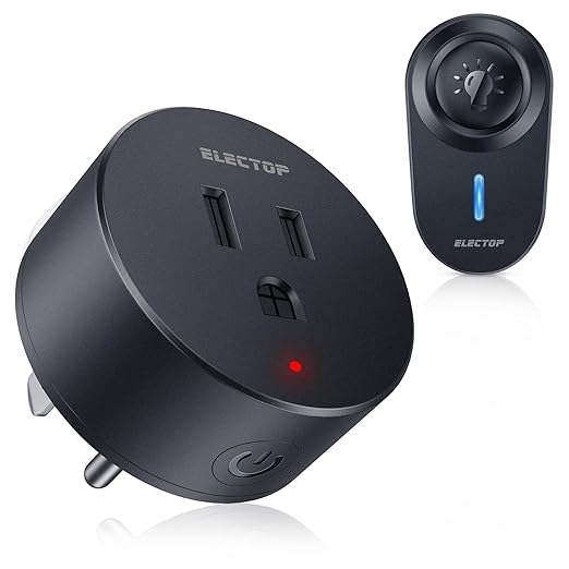 Remote Control Outlet, ELECTOP 15A/1500W Wireless Outlet Power Switch, No Wire Long Range Electrical Switch Plug On/Off for Lights, Fans, Christmas Lights, Household Appliance, 4000V Anti Surge Black