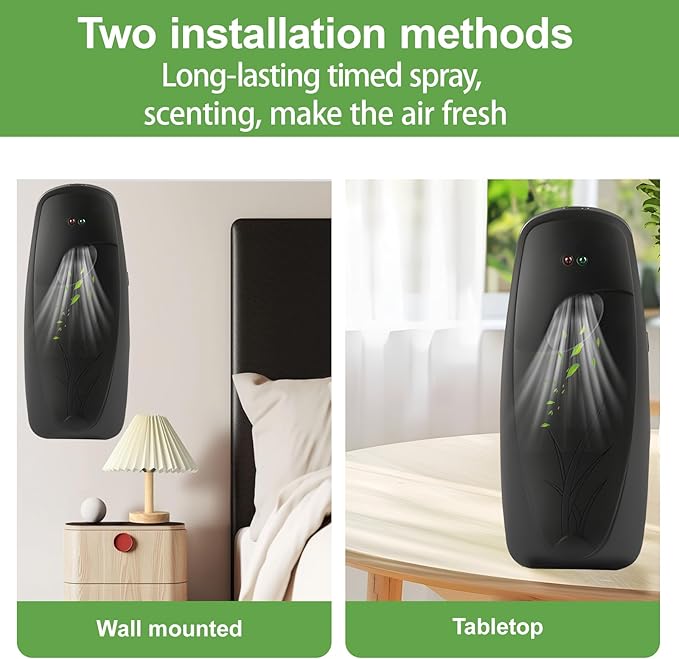 4PCS Automatic Air Freshener Spray Dispenser, Wall Mounted or Free Standing Battery Operated Sprayer for Bathroom Multiple Time Scent Mist Release Settings for Room Restroom Sprayer