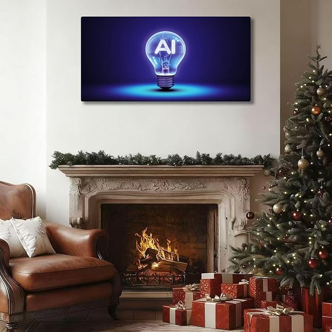 Wibinuki Wall Art Wall Decor Wall Paintings Artificial Intelligence IDEA. Light Bulb AI Idea for Living Room Bedroom Bathroom Home Decor Can Be Hung Directly 20"x 40"