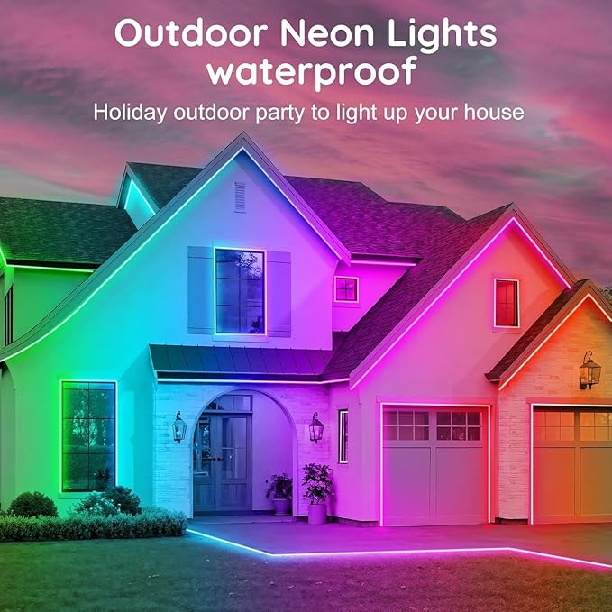 32.8FT Permanent Outdoor Lights Waterproof with Smart App Control Remote,DIY Scene Modes,Music Sync hronization,Eaves Lights for Garden Decor,Deck,Christmas