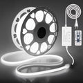 AC 110V~120V COB Led Strip Lights 100FT/30M White Led Rope Lights Outdoor Waterproof for Garden Patio Building Commerical Decor Dimmable Flexible Cob Lights with Remote Daylight White 6000k