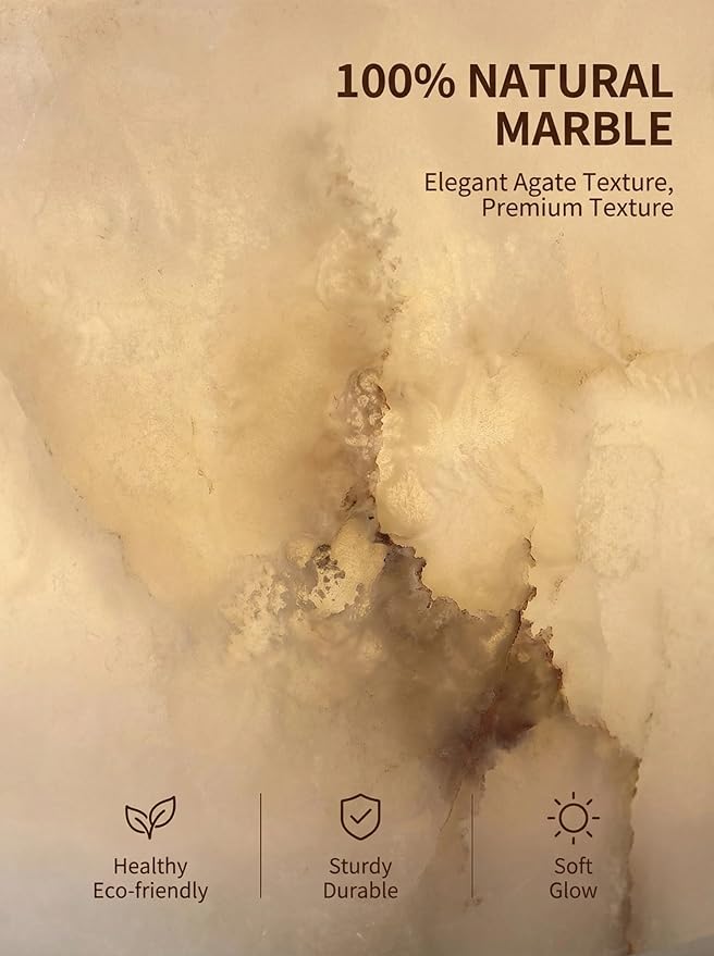 Marble Touch Light Onyx Stone Eye-Caring Type-C Dimmable Desk LED Bedside Table Lamp with Unique Peach Jade Texture Rechargeable Small Ambient Tap Night Lights Cordless for Bedroom Decor