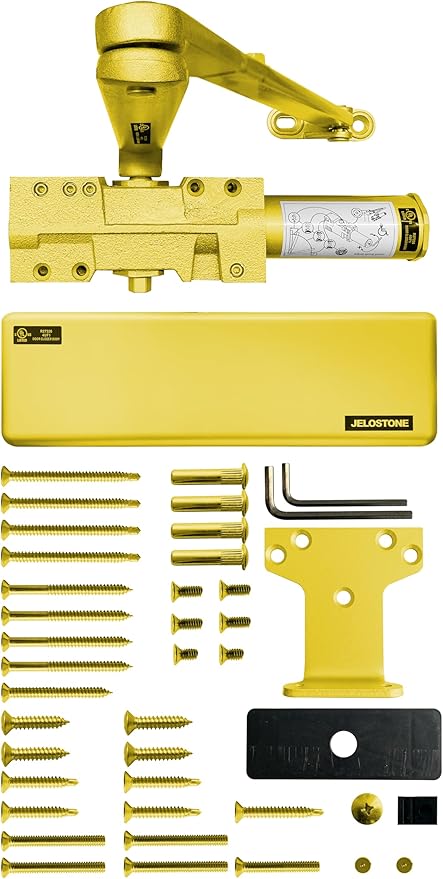 Extra Heavy Duty, Commercial Door Closer D9000DA, ANSI Grade 1, UL 3 Hour Fire Rated, ADA Compliant, Delayed Action, Adjustable Spring Size 1-6 for Doors (44-330LB/30-60 in), Indoor/Outdoor (Gold)