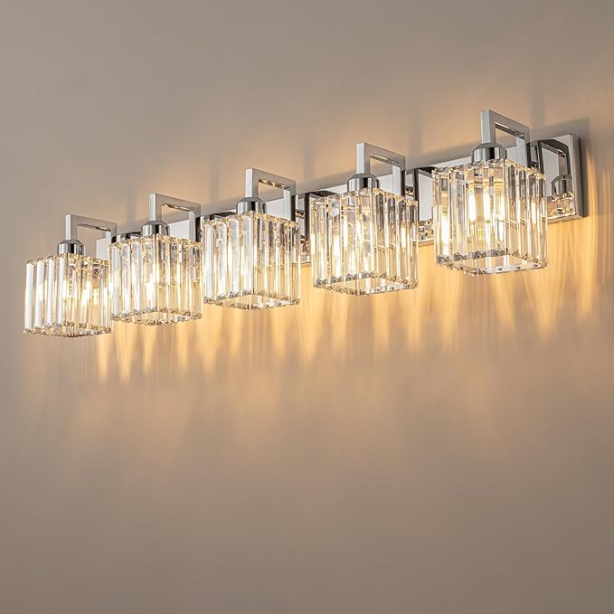 19.5" KnurledBrassWallSconcesSetof2,BronzeBathroomVanityLightFixtureswithWaterRipplesGlassTube,ModernLampforBedroom,LivingRoom,Hallway,Staise,Mirror,Kitchen
