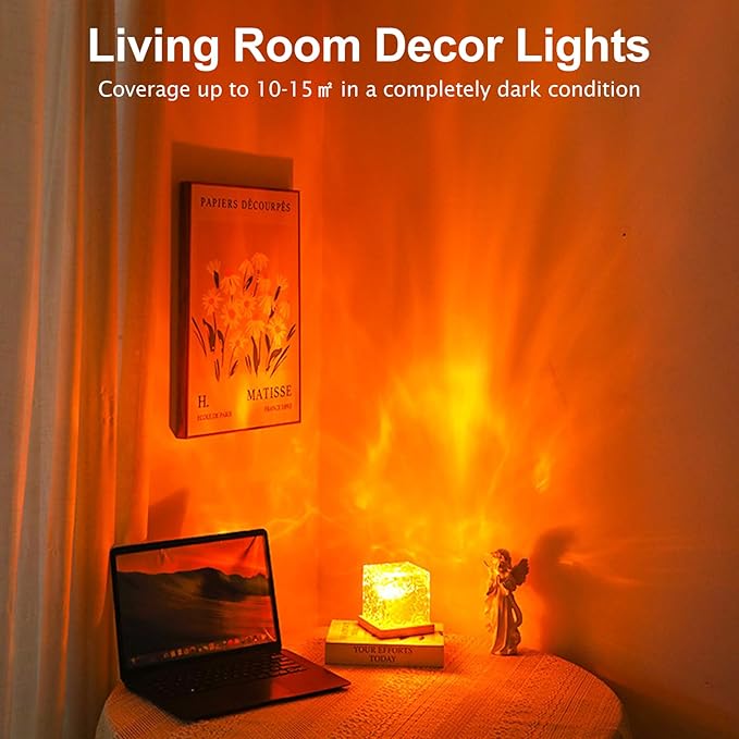 Ocean Wave Projector Light, Mood Lighting Ambient Lighting Luminorthe Cube Northern Lights Projector with 16 Colors and Dynamic Ripple Effect for Living Room Bedroom Decor - 4.5"